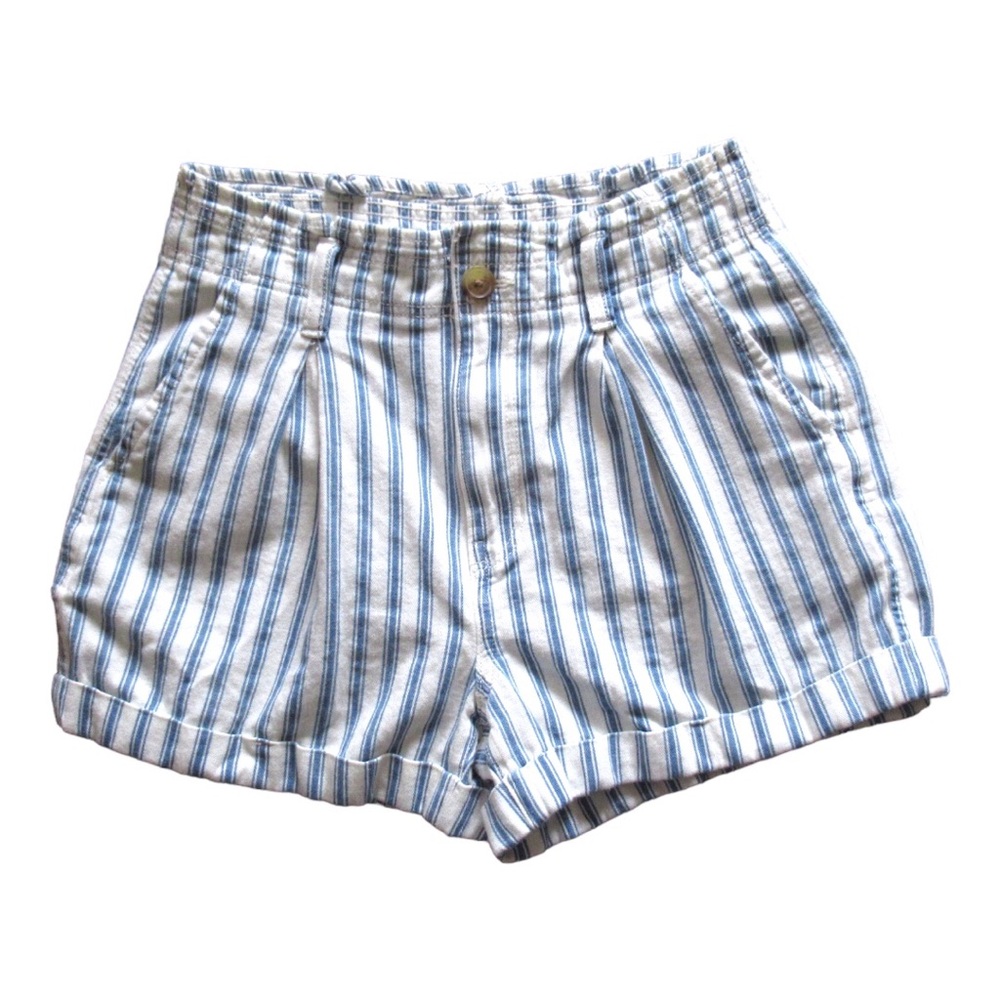 American Eagle High Waisted Blue And White Striped Shorts